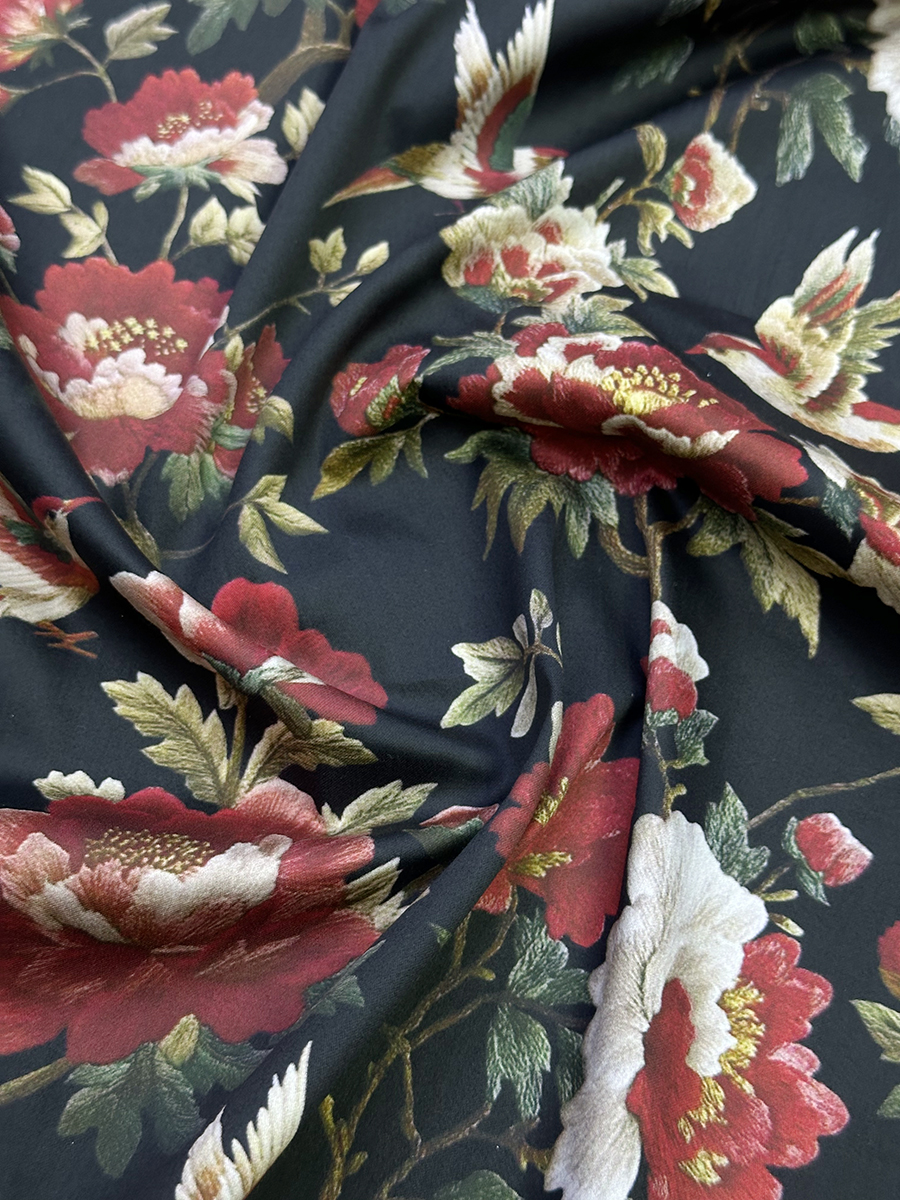 Ткань Хлопок черный в азиатском стиле Шинаузри 14504 4