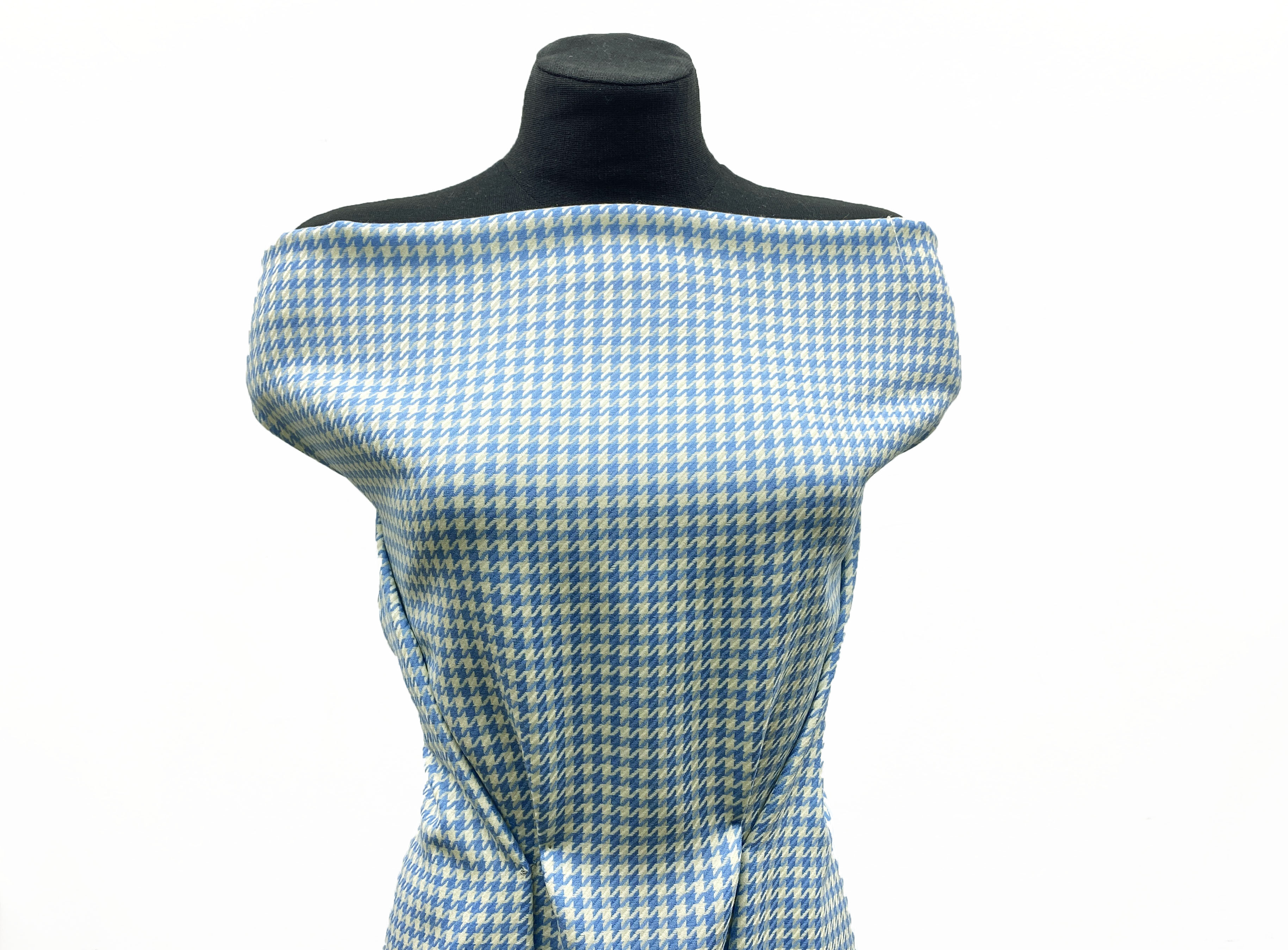 Ткань Костюмная  молочно-голубая гусиная лапка 49468 5